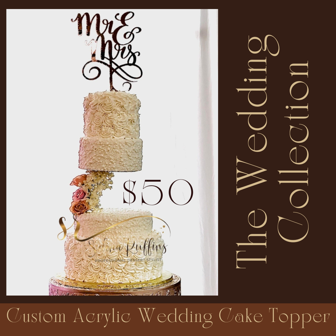 Mr. and Mrs. Elegant Acrylic Wedding Cake Topper