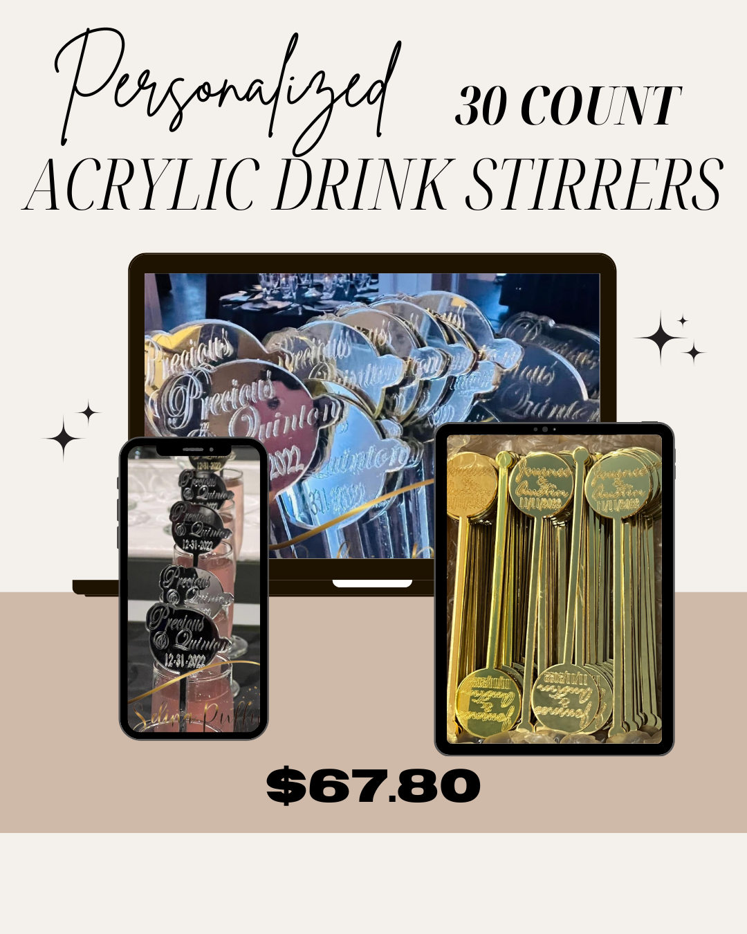 PERSONALIZED ACRYLIC DRINK STIRRERS