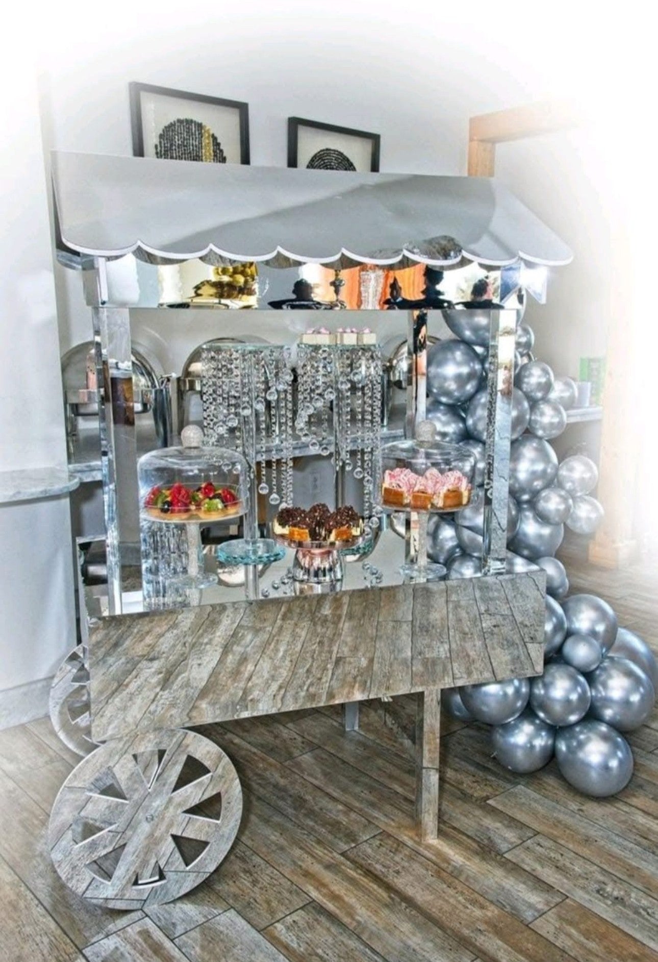 Elegant Silver Dessert Cart