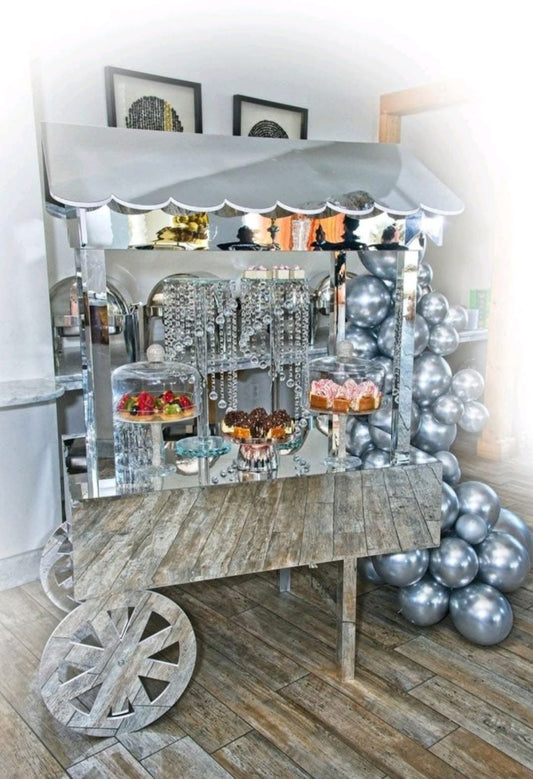 Elegant Silver Dessert Cart