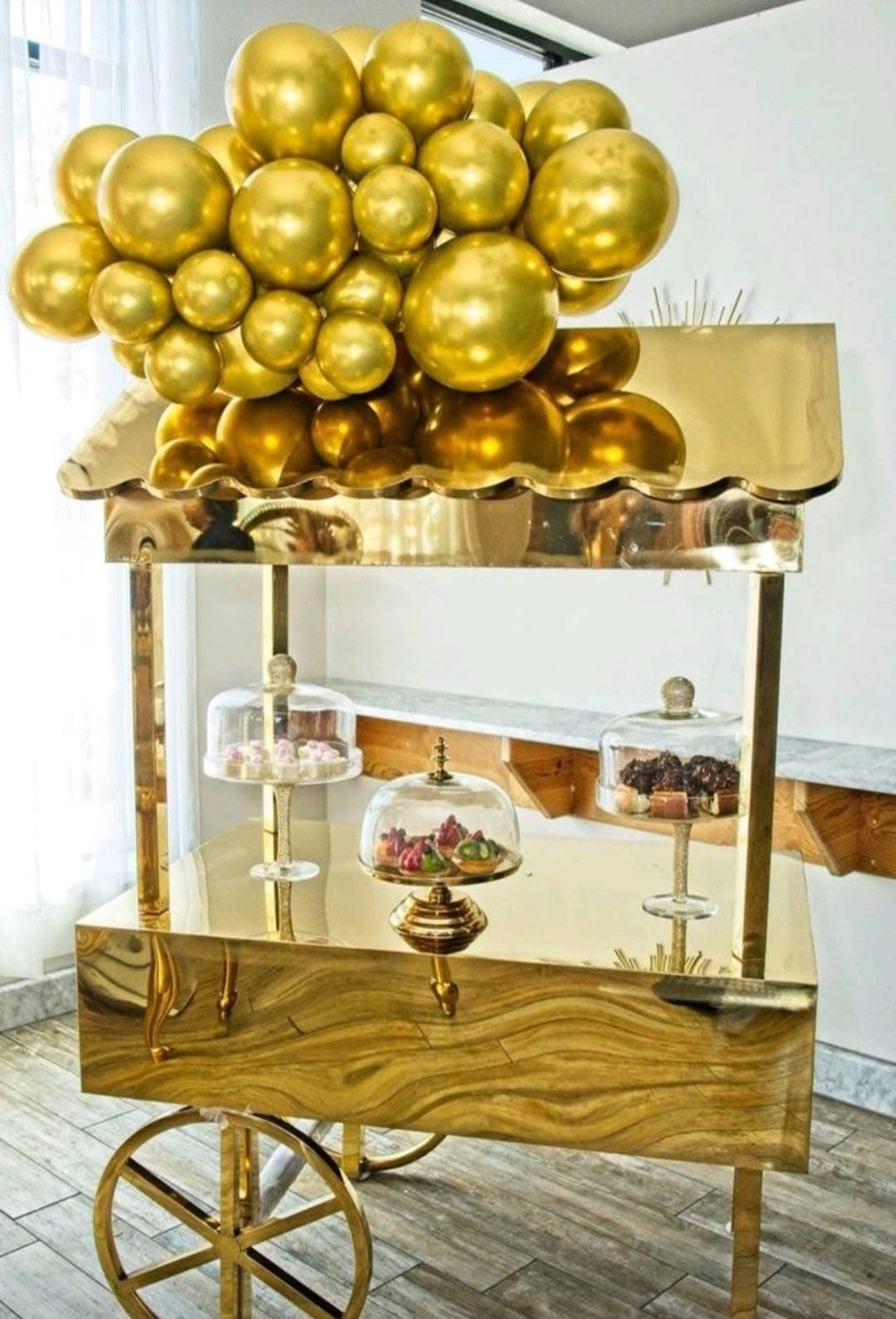 Elegant Gold Dessert Cart